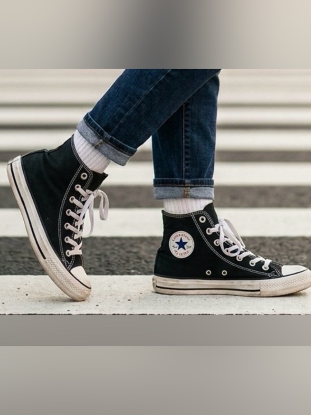 SALE Converse Black and White High-Top Sneakers with Lunarlon foam cushioning